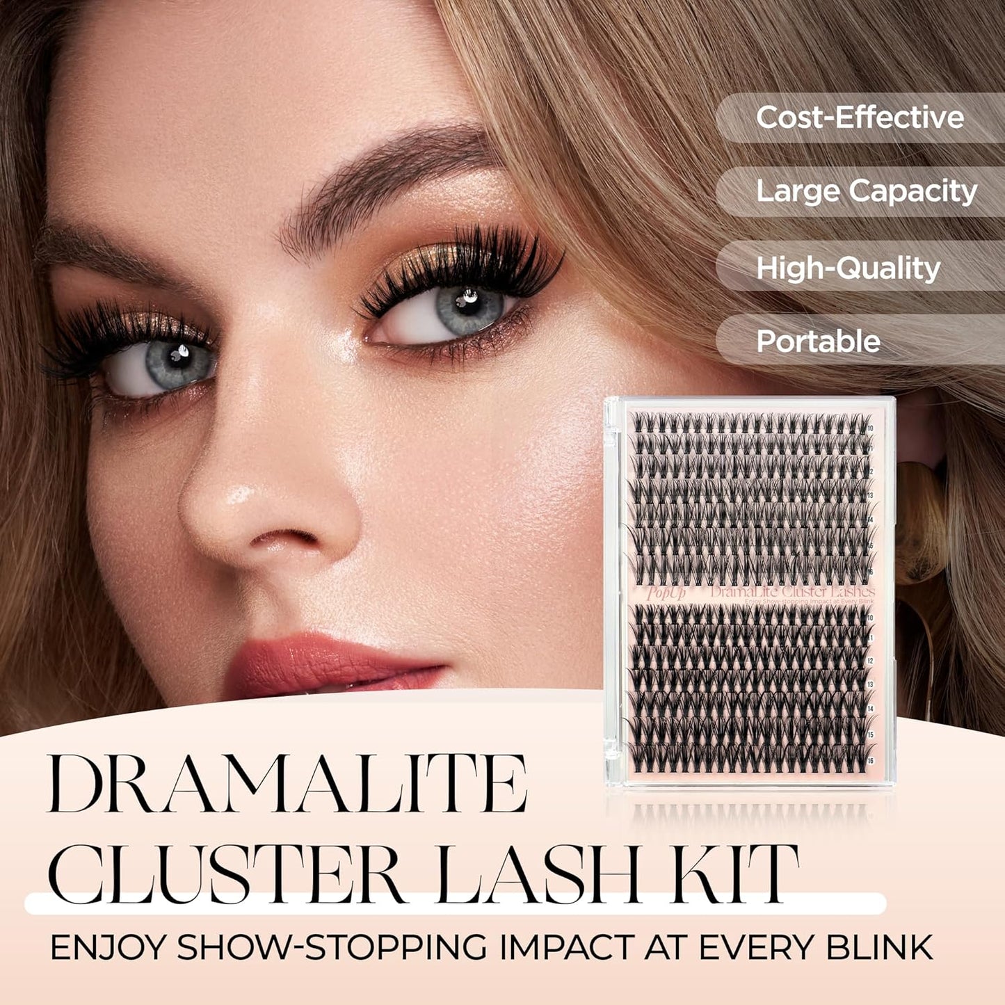 PopUp Lash-Extension-Clusters D Curl Lash Clusters Natural Look Cluster Lashes Extensions Band & Soft Lashes Reusable 9-16mm MIX (30D+40D)-FemmiqueWomen