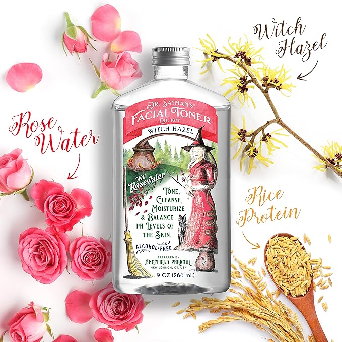 Dr. Saymans Alcohol-Free Facial Toner with Witch Hazel, Rosewater & Rice Protein, Removes Impurities & Hydrates Your Face, 9 oz-FemmiqueWomen