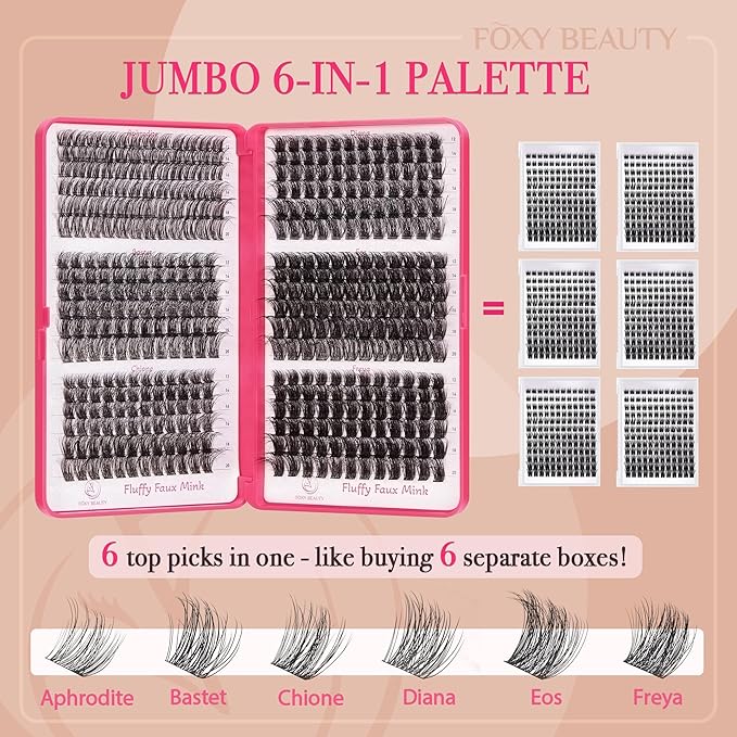 Diva Lash Clusters Kit - 432 Pieces Lash Clusters D Curl Lash Extension Kit Fluffy Lash Clusters Kit WideSpan Individual Lashes 12-20mm Eyelash Clusters, Eyelash Extension Kit With Bond and Seal-FemmiqueWomen