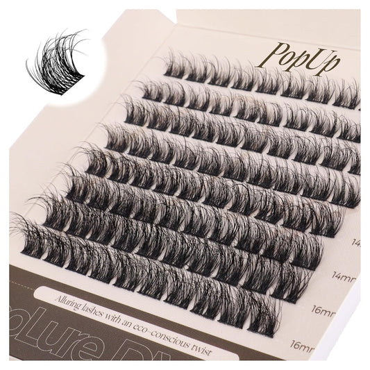 PopUp Cluster Lashes Wispy Cluster Eyelash Extensions 3D DIY Lash Clusters 10-16mm Multilayered Eyelash Clusters, Reusable Fluffy Individual Lashes Cluster(BDD02)-FemmiqueWomen