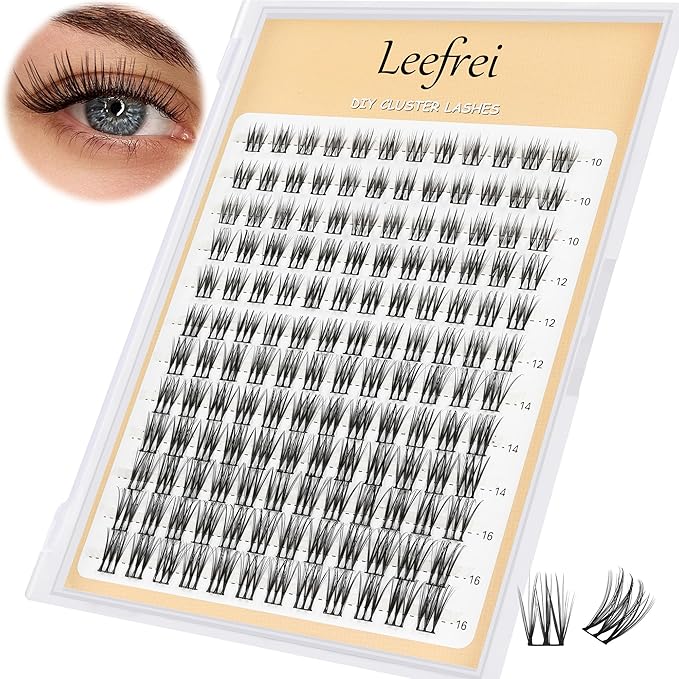 Eyelash Clusters 10-18mm Wispy Eyelash Clusters D Curl DIY Cluster Lash Extension Kit Individual Lashes Kit With Bond & Seal, Glue Remover, Tweezers(LF04 Lashes Only)-FemmiqueWomen