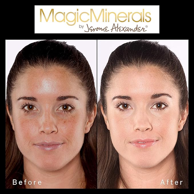 Jerome Alexander MagicMinerals Pressed Mineral Powder Set with Mirror Compact, Extending Lash Mascara, Professional Stubby Brush & Blending Sponge (Medium)-FemmiqueWomen