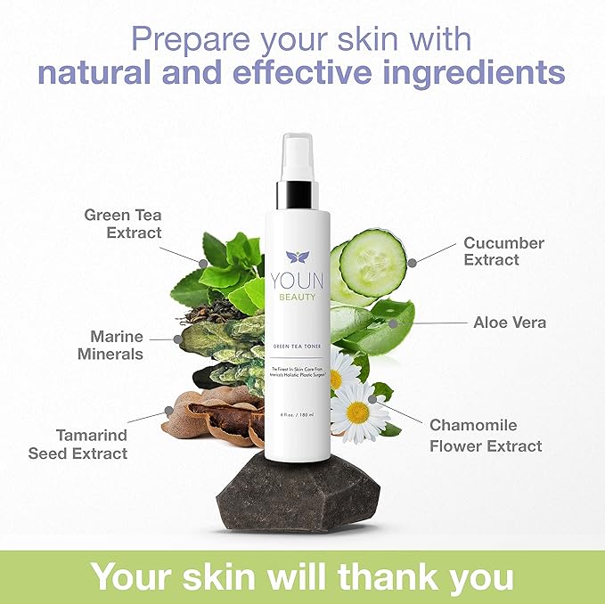 YOUN Beauty Green Tea Toner Face Mist Spray, 180 ML – Alcohol-Free, pH-Balancing & Hydrating Toner with Green Tea and Chamomile Extracts by Dr. Anthony Youn-FemmiqueWomen