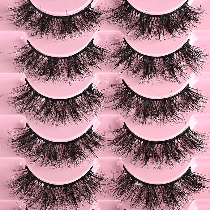 FARRED Fluffy Lashes Natural False Eyelashes Short Wispy Lash Pack 14 Pair Natural Look Cat Eye Strip Eyelash Small Fake Lashes Full Pestañas Sets for MUA and Beginners Daily Makeup (F11 | 7-16mm)-FemmiqueWomen
