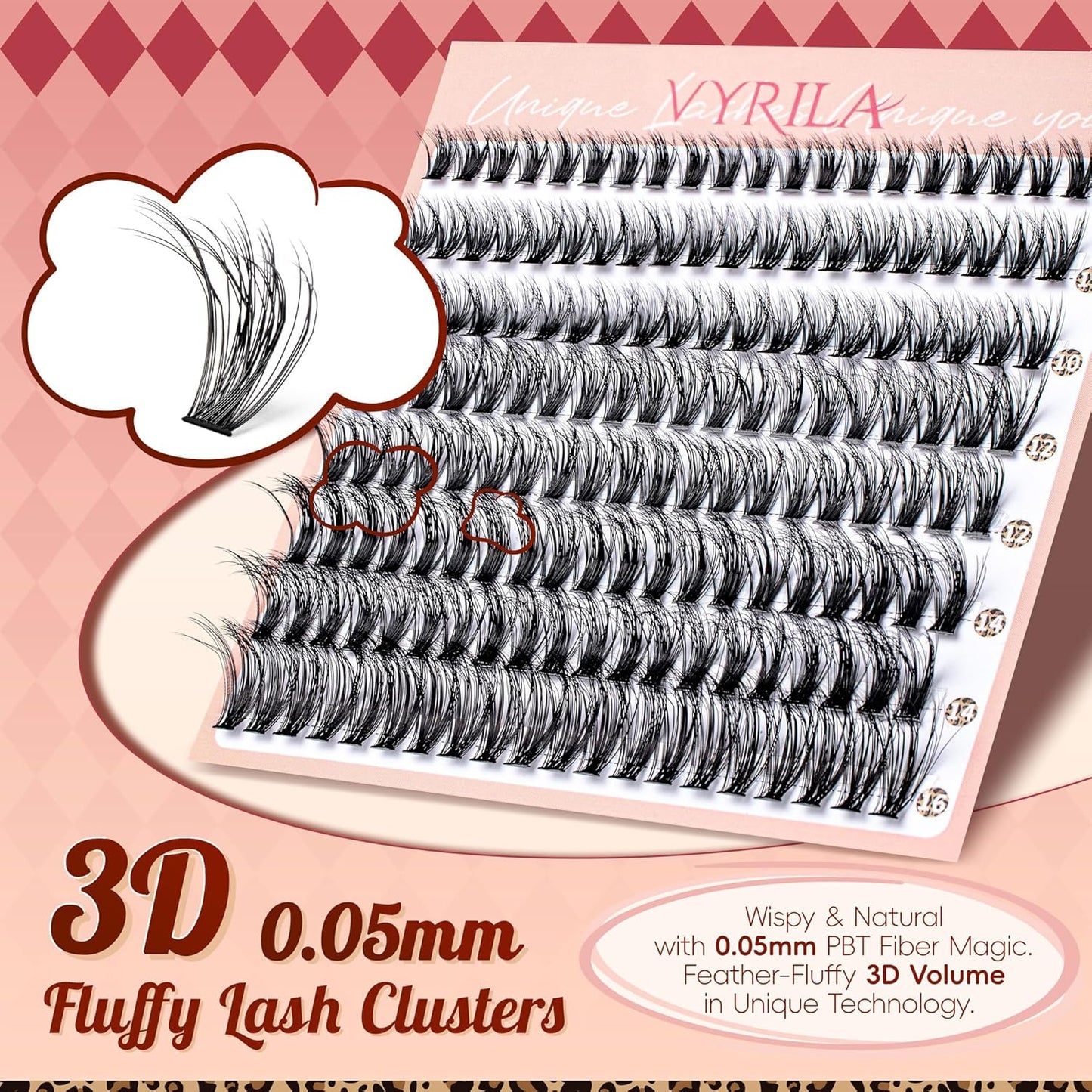 Lash Clusters 0.05mm PBT Fiber Eyelash Clusters, 0.3mm Superfine Soft Band C Curl Diy Lash Extension, 160pcs 8-16mm Individual Lashes Clusters Like Eyelash Extensions (40D-C-8-16Mix)-FemmiqueWomen