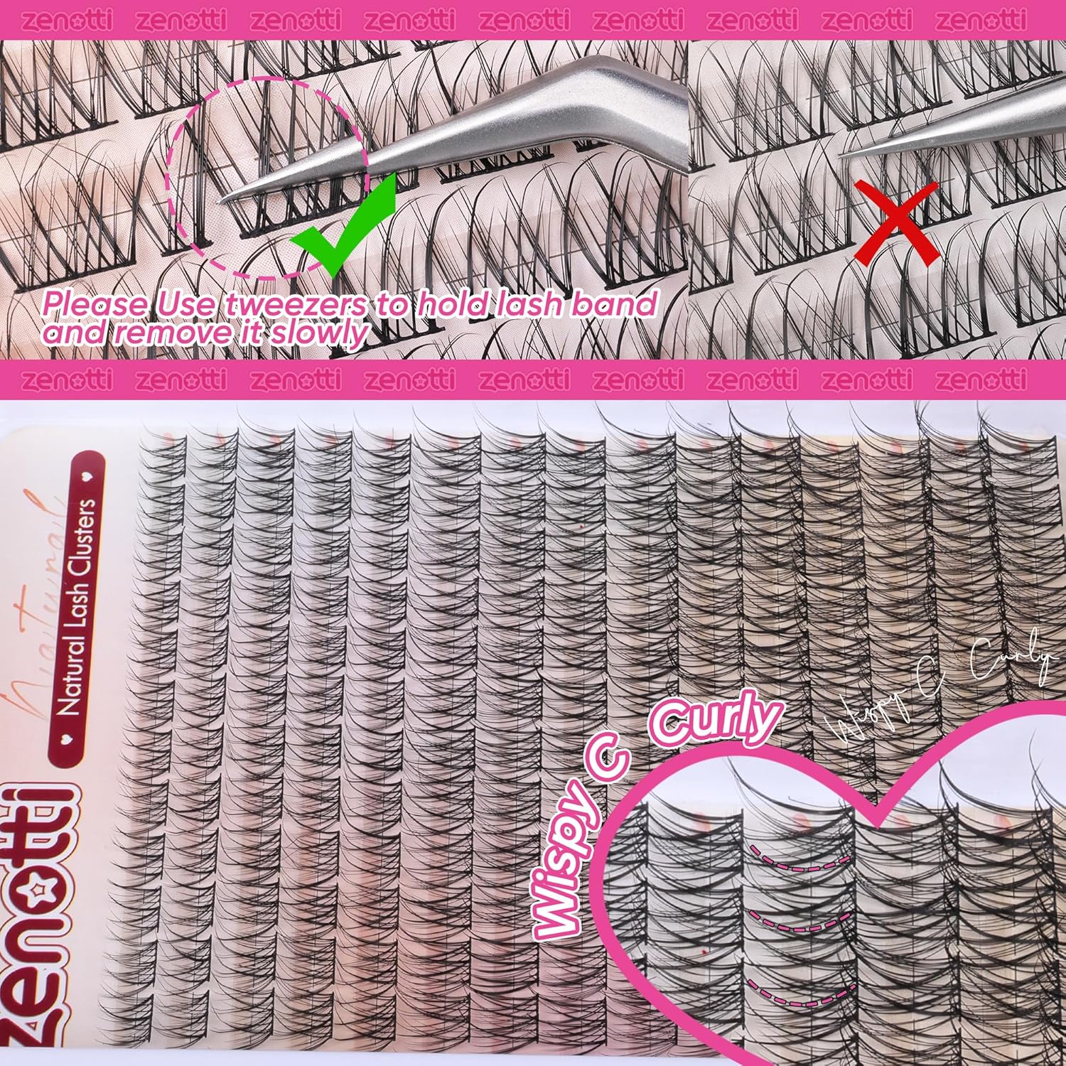 Lash Clusters Natural Look Cluster Eyelash Extensions Wispy Lashes Extensions 8-16mm DIY Individual Lashes 180PCS Thin Band Eyelashes Cluster by zenotti-FemmiqueWomen