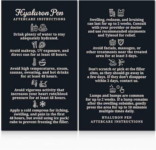 100 Pack - Premium Hyaluron Pen Lip Filler Aftercare Instructions Card 2 x 3.5" Accessories Supplies Kit Care - HP20A100_N-FemmiqueWomen