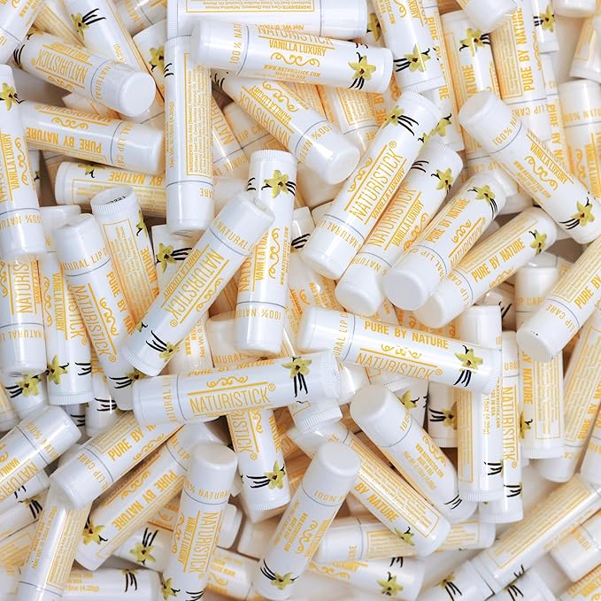 150-Pack Lip Balm in Bulk by Naturistick. Vanilla Scent. 100% Natural Ingredients. Best Beeswax Chapstick for Dry, Chapped Lips. Made in USA-FemmiqueWomen
