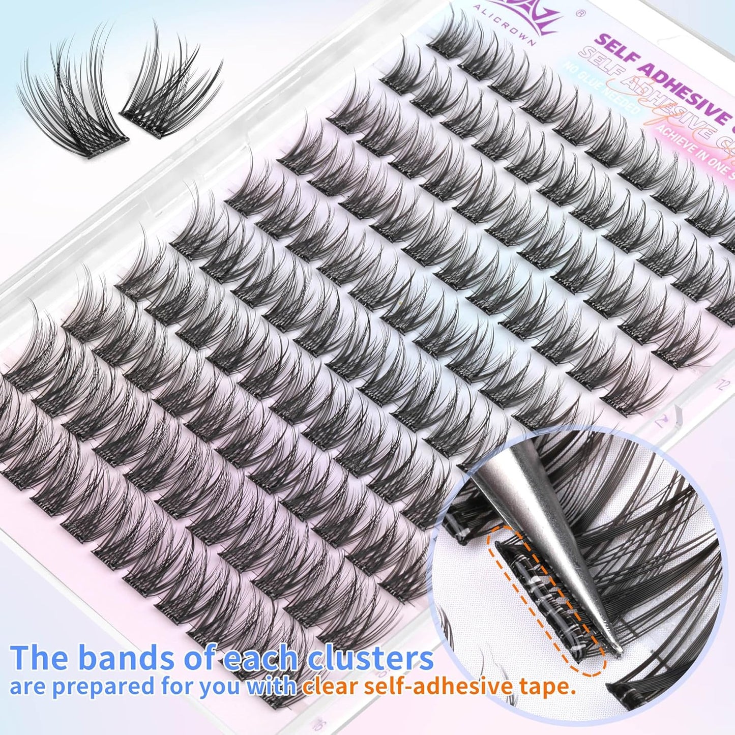 Self Adhesive Eyelashes No Glue Self Adhesive Lash Clusters Pre Glued Eyelashes Clusters Natural Wispy Glueless Eyelash Extensions Reusable DIY Lash Extensions (110Pcs, 10mm-16mm)-FemmiqueWomen