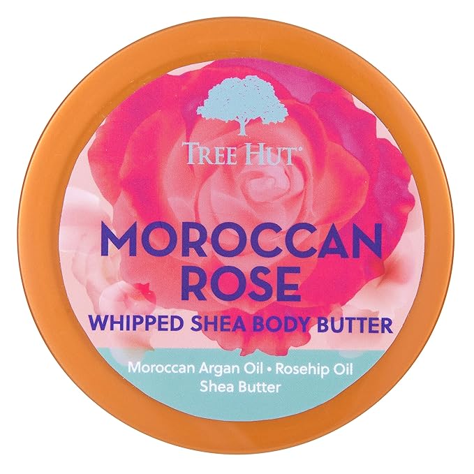 Tree Hut Moroccan Rose Whipped Shea Body Butter, 8.4oz, Lightweight, Long-lasting, Hydrating Moisturizer with Natural Shea Butter for Nourishing Essential Body Care-FemmiqueWomen
