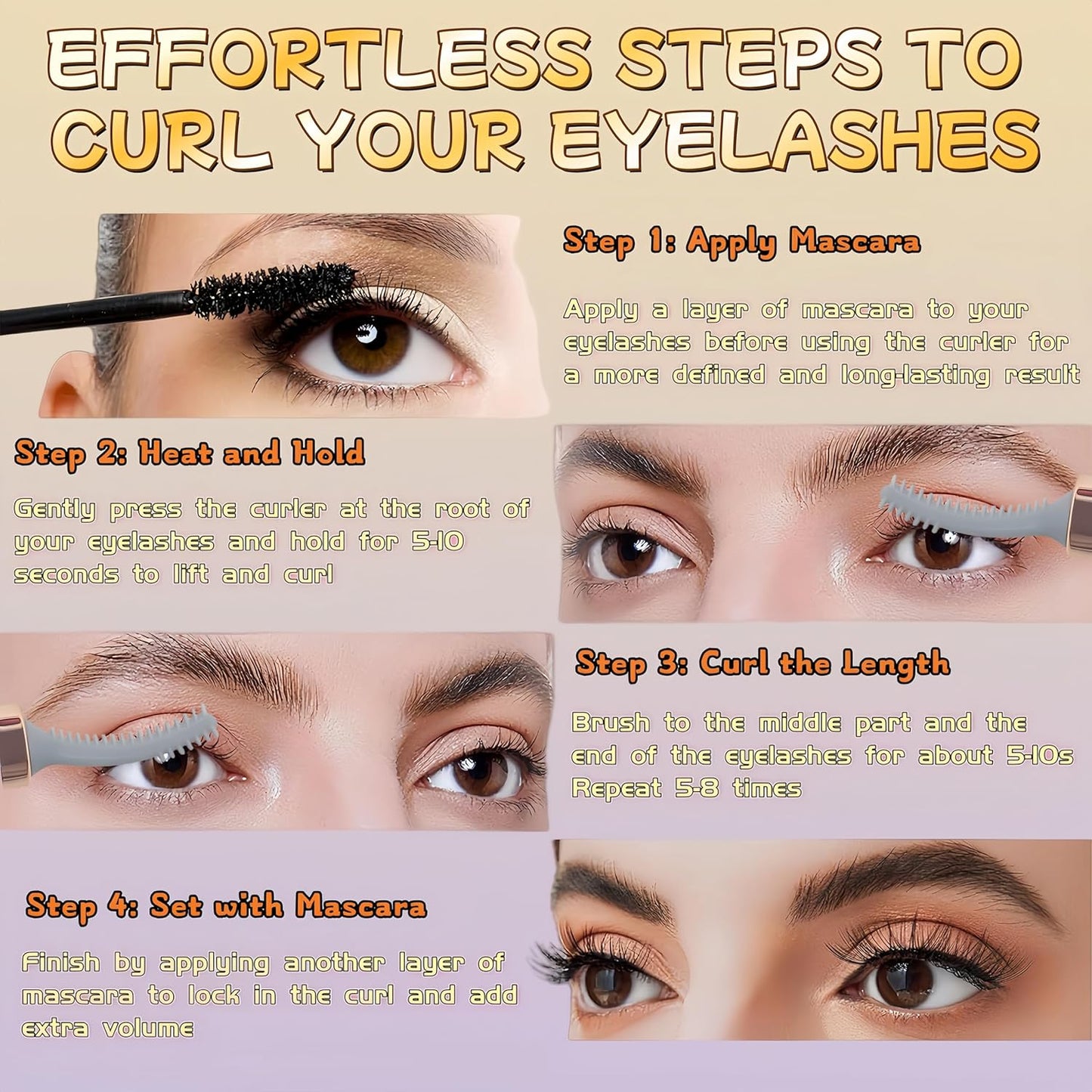 2025 Upgraded Heated Eyelash Curler - 2-in-1 USB Rechargeable Electric Eyelash Curler & Eyebrow Trimmer, Fast Heating in 6s, Anti-Burn Design, 24H Long-Lasting Effect, Gift for Women (Pink)-FemmiqueWomen