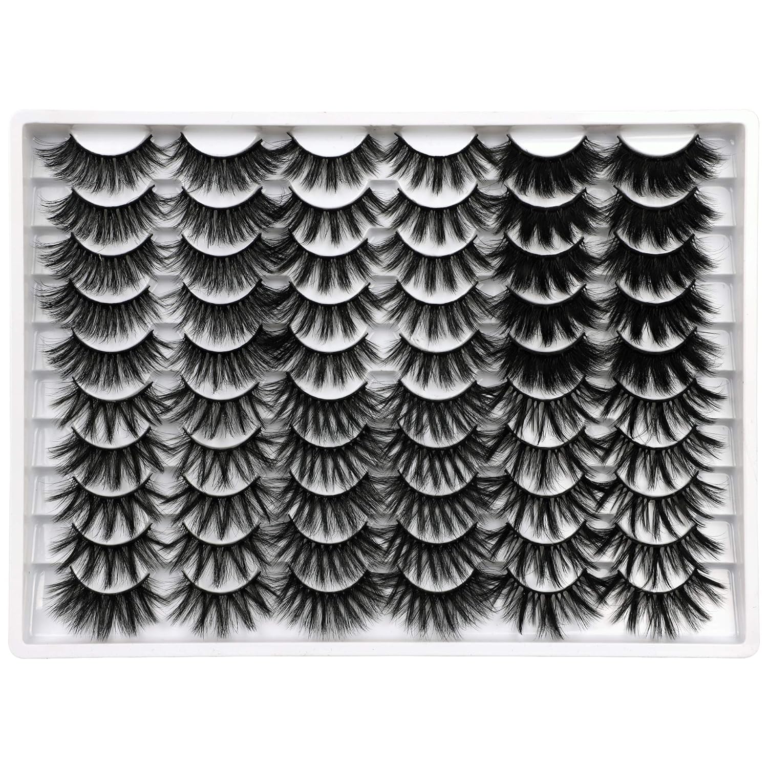 30 Pairs 20MM False Eyelashes Wholesale 6 Styles Mixed Lashes 8D Fluffier Volume Dramatic Faux Mink Eyelashes Thick Full Strip Lashes Pack-FemmiqueWomen