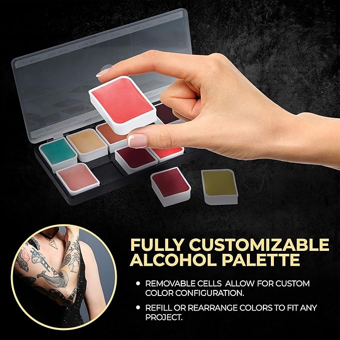 12-Color Complexion Alcohol-Activated Palette, Professional Quick Drying Waterproof SFX Makeup, Tattoo Cover-FemmiqueWomen