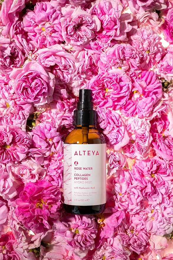 Alteya Organics Rose Water Face Toner – With Collagen Peptides & Hyaluronic Acid – Hydrating Facial Mist for Anti-Aging, Firming & Radiant Skin – 4 Fl Oz / 120mL-FemmiqueWomen