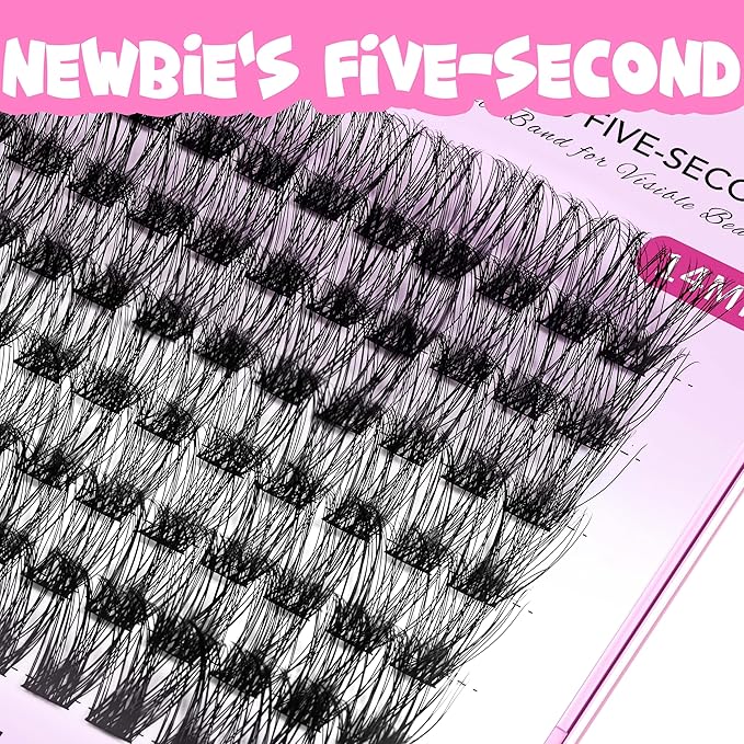 VEYESBEAUTY Lash Clusters Individual Eyelash Extensions Thin & Invisible Band DIY False Eyelashes for Self-application Newbie's Five-Second Series Wispy Lash Tray, Boldeye 12mm Single Length-FemmiqueWomen