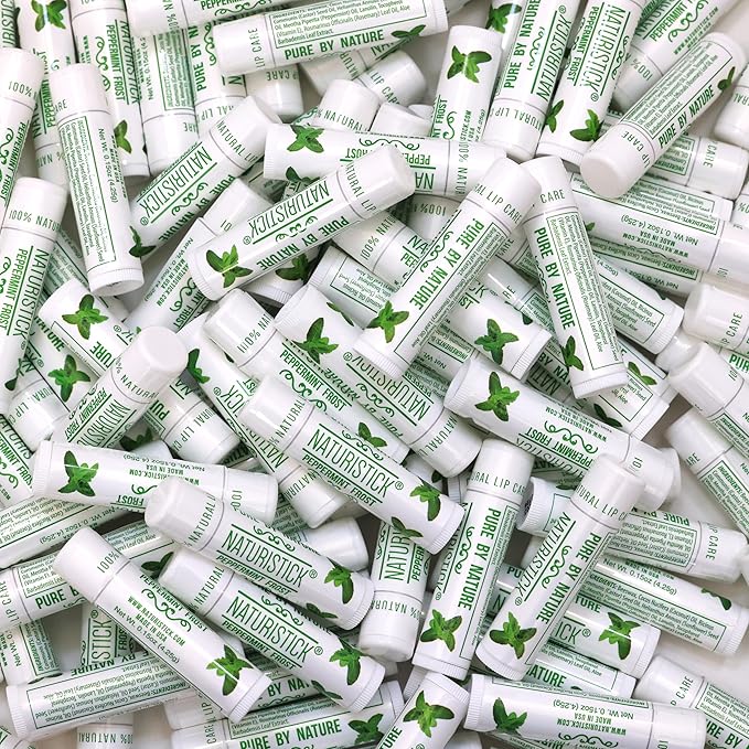 150-Pack Lip Balm in Bulk by Naturistick. Peppermint Scent. 100% Natural Ingredients. Best Beeswax Chapstick for Dry, Chapped Lips. Made in USA-FemmiqueWomen