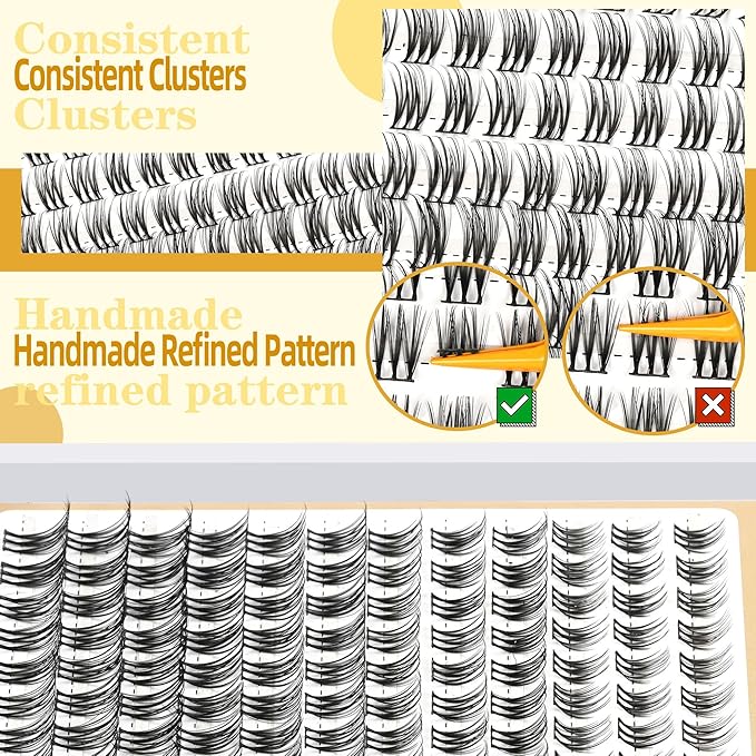 Eyelash Clusters 10-18mm Lash Clusters Wispy Kit D Curl DIY Cluster Lash Extension Kit Individual Lashes Kit With Bond & Seal, Glue Remover, Tweezers(LF04 Lashes Set)-FemmiqueWomen