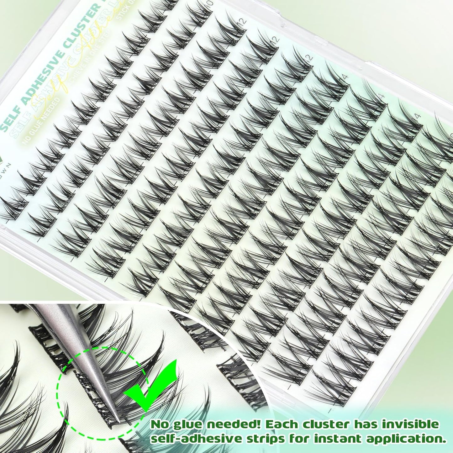 Self Adhesive Eyelashes Manga Lash Clusters 10MM-16MM No Glue Needed Eyelash Clusters Wispy Self Adhesive Lash Extensions Spiky Pre Glued Eyelash Extensions 100Pcs-FemmiqueWomen