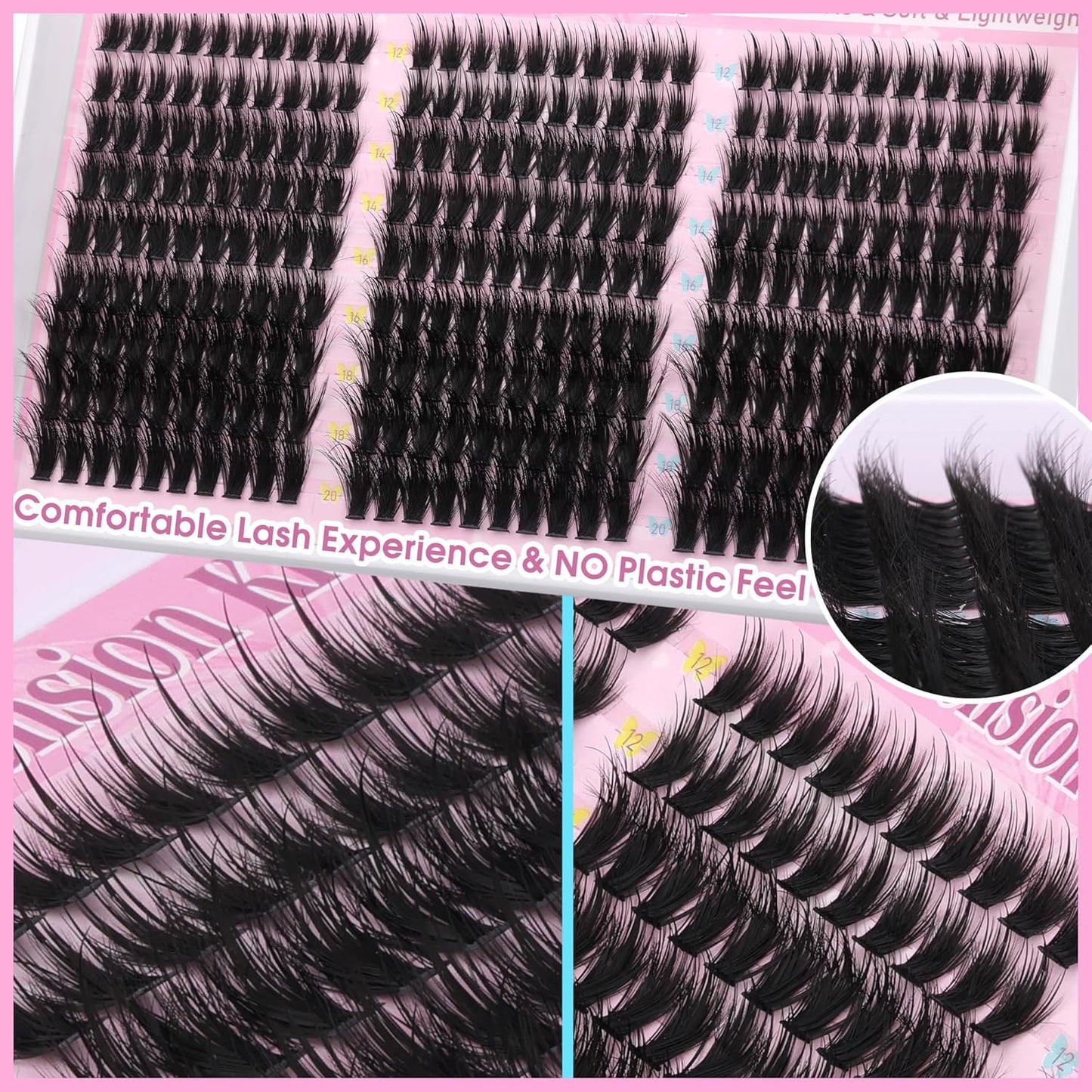 Winifred Lash Clusters Kit Fairy Eyelash Clusters with Spikes Wispy Lash Extension Kit Natural Cluster Eyelash Extensions C Curly Anime Individual Lashes Kit Lash Bond and Seal Tweezers (12-20mm)-FemmiqueWomen