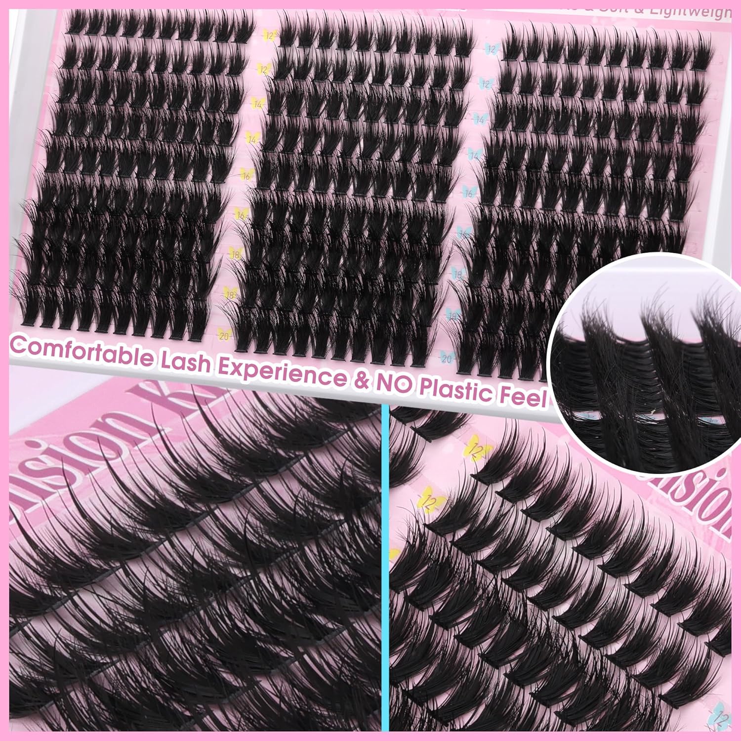 Winifred Lash Clusters Kit Fairy Eyelash Clusters with Spikes Wispy Lash Extension Kit Natural Cluster Eyelash Extensions C Curly Anime Individual Lashes Kit Lash Bond and Seal Tweezers (12-20mm)-FemmiqueWomen