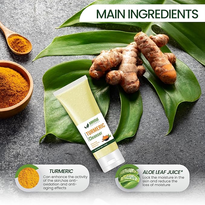 Turmeric Face Wash - Turmeric Facial-Cleanser with Aloe Vera, Vitamin E, and Natural Extracts - Lightweight Daily Gel Face Wash for All Skin Types - 120ml-FemmiqueWomen