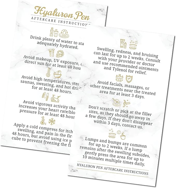 100 Pack - Premium Hyaluron Pen Lip Filler Aftercare Instructions Card 2 x 3.5" Accessories Supplies Kit Care - HP22A100_N-FemmiqueWomen