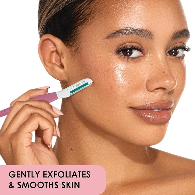 JAPONESQUE Dermaplaner with Soothing Aloe Comfort Strip - Skin Tool with Ultra Precision Blade for Facial Hair Removal and Exfoliation, 3pk.-FemmiqueWomen