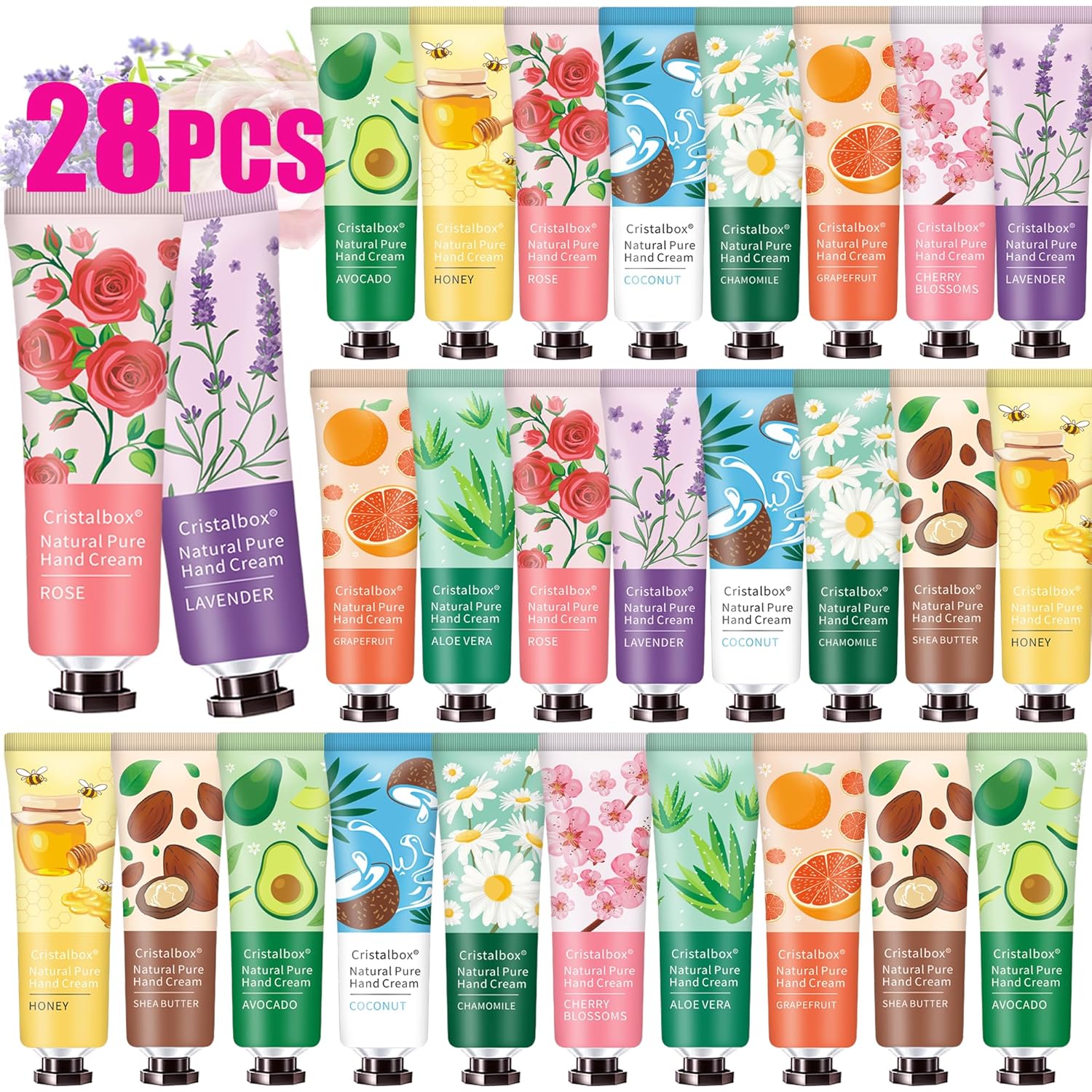 28 Pack Hand Cream Bulk Gifts-Stocking Stuffers for Women,Teengirls,Teacher Christmas Gifts,Stocking Stuffers Adults Gifts for Women,Teacher Gifts,Travel Size Lotion Hand Cream for Dry Cracked Hands-FemmiqueWomen
