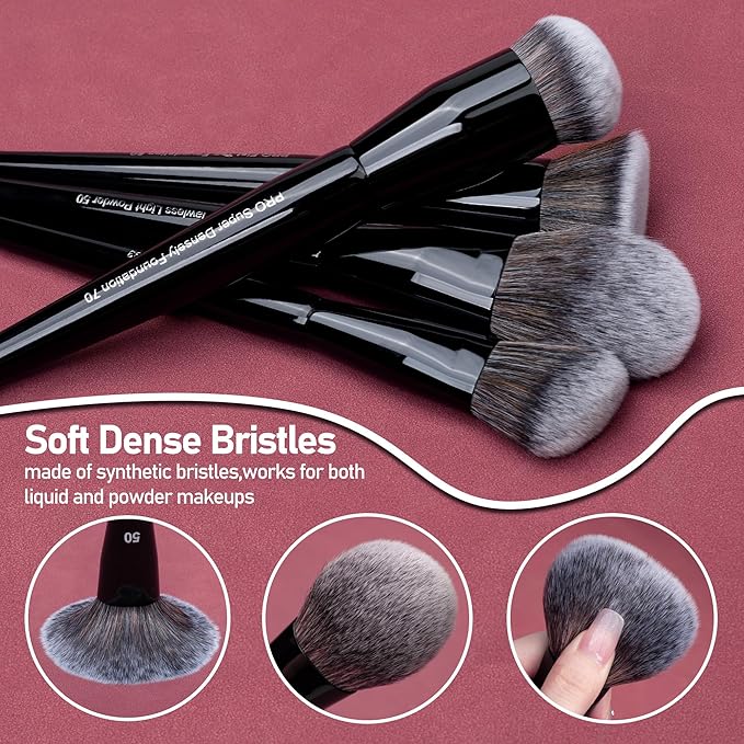 Bueart Design 19Pcs Professional Grade Labeled Makeup Brushes Set, Large Foundation Powder Contour Concealer eyeshadow Blush EyeLiner Make up Brushes,Premium Synthetic hair,Vegan Cruelty-free-FemmiqueWomen