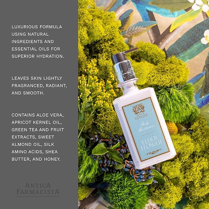 Antica Farmacista Body Moisturizer - Moisturizing Scented Lotion - Premium Body Moisturizer - Luxury Gift for Women & Men - Hand & Skin Hydration - Elderflower, 10 Fl Oz-FemmiqueWomen