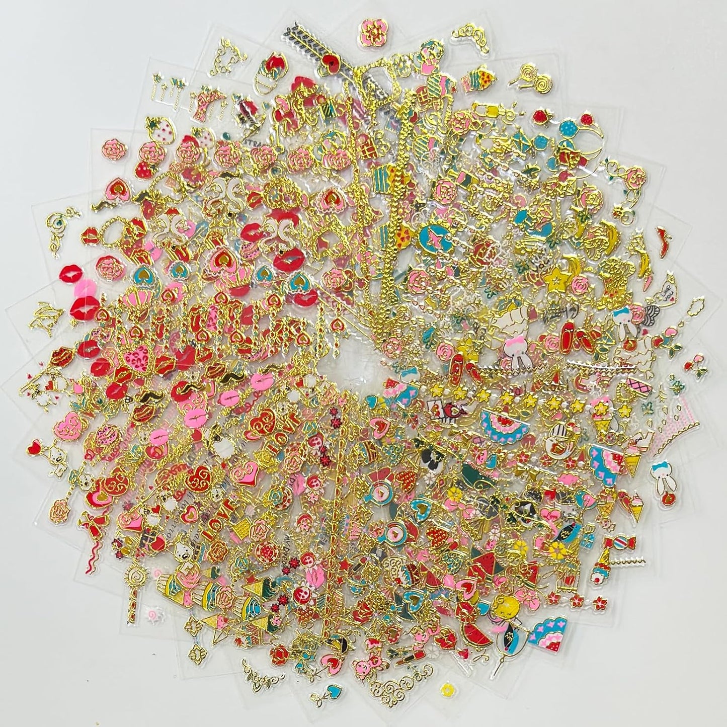 30 Sheets Valentine's Day Nail Art Stickers Red Heart Nail Decals 3D Self-Adhesive Rose Lip Kiss Nail Supplies DIY Acrylic Nails Decoration Accessories for Women and Girls-FemmiqueWomen