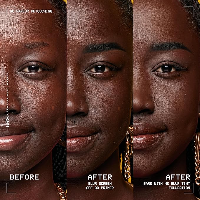 NYX PROFESSIONAL MAKEUP Blurscreen SPF 30 Primer, 3-in-1 Blurring Makeup Primer with Sunscreen, Vegan Formula with No White Cast or Greasy Feeling-FemmiqueWomen