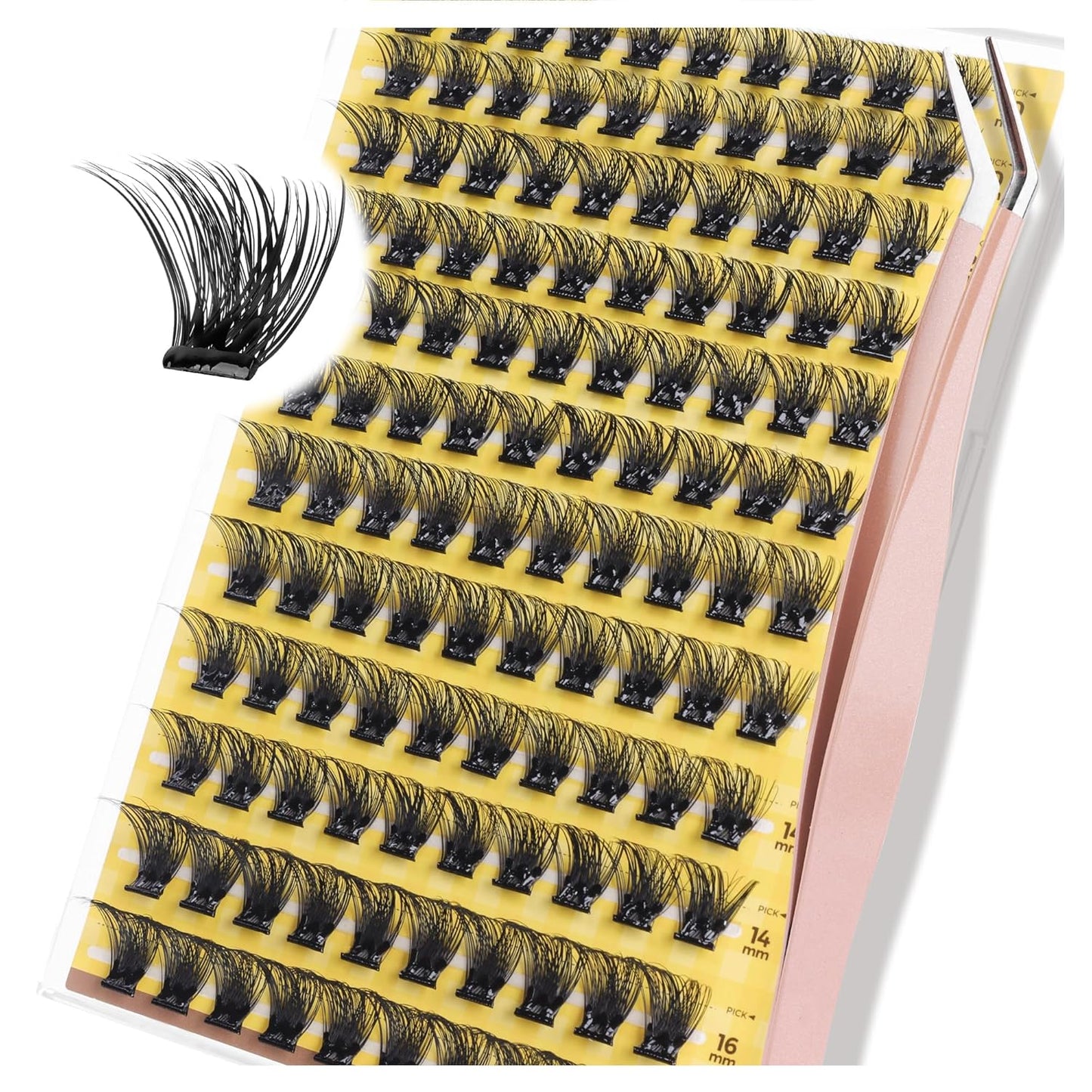 PopUp Self Adhesive Eyelashes Clusters, Press On Lashes Pre Glued Eyelash Extension Kit with Lash Tweezer,10-16mm No Glue No Remover Needed Self Adhesive Lashes Clusters CT50-D-FemmiqueWomen