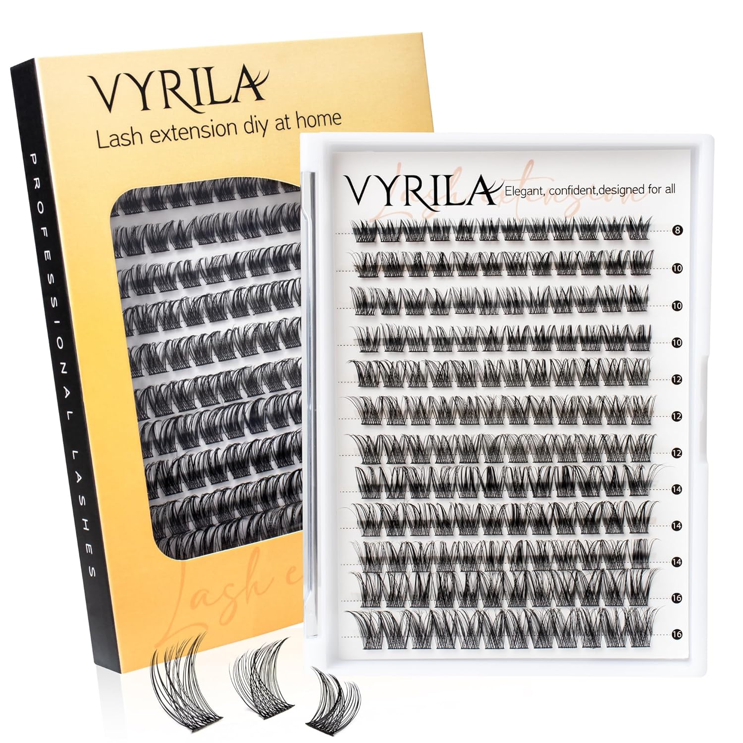 Lash Clusters 8-16mm, False Eyelashes 144pcs, Cluster Eyelash Extensions Matte Black Soft, Diy Lash Extensions D Curl Natural Lash Clusters Faux Mink Lashes Wispy（Sway,144pcs,0.07,D,8-16MIX)-FemmiqueWomen