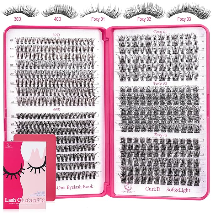 Foxy Beauty Wispy Lash Clusters - 536Pcs Natural 8-16MM EyeLash Clusters 30D 40D & Foxy Lashes For Natural Look D Curl Lash Clusters For DIY Lashes At Home-FemmiqueWomen