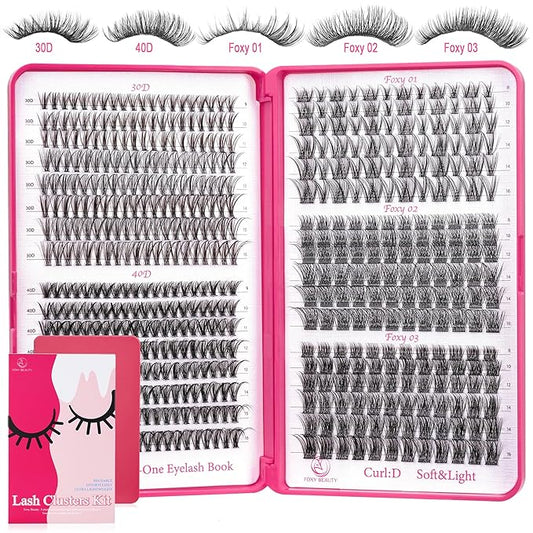Foxy Beauty Wispy Lash Clusters - 536Pcs Natural 8-16MM EyeLash Clusters 30D 40D & Foxy Lashes For Natural Look D Curl Lash Clusters For DIY Lashes At Home-FemmiqueWomen