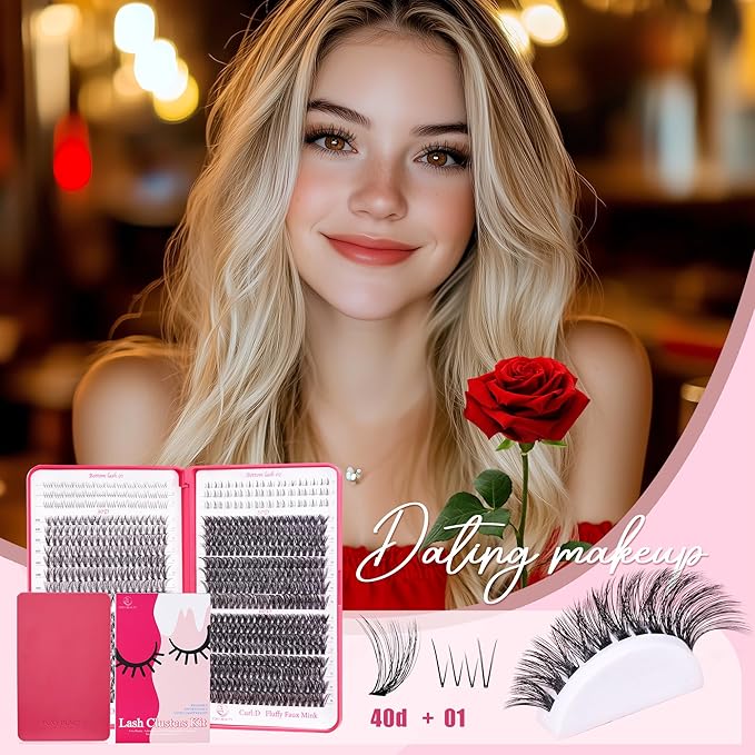 Lash Clusters - Lash Clusters with Bottom Lashes Lash Clusters 30D40D50D60D Fluffy Wispy EyeLash Clusters D Curl No Adhesives Included-FemmiqueWomen