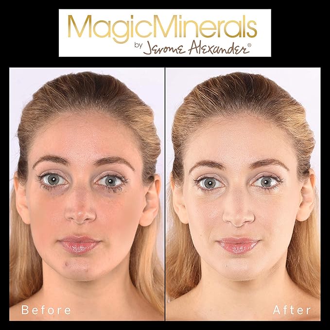 Jerome Alexander MagicMinerals Pressed Mineral Powder Set with Mirror Compact, Extending Lash Mascara, Professional Stubby Brush & Blending Sponge (Medium)-FemmiqueWomen