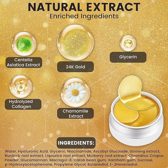 24k Gold Crystal Collagen Eye Mask-FemmiqueWomen