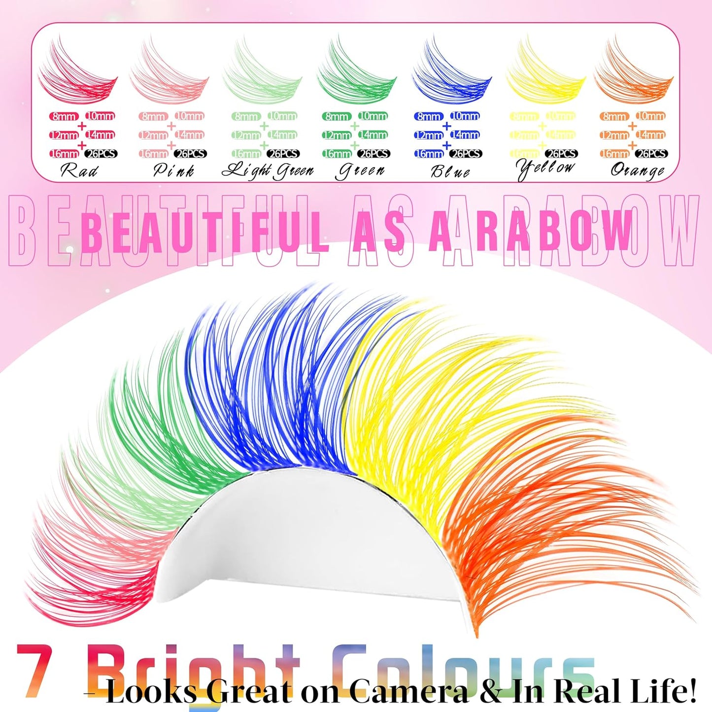 Wispy Colored Lash Clusters with Bottom Lashes Individual Lashes D Curl 8-16mm Mixed 7 Colors Rainbow DIY Eyelash Extension Colorful Cluster Lashes Pack by Yaiseiko-FemmiqueWomen