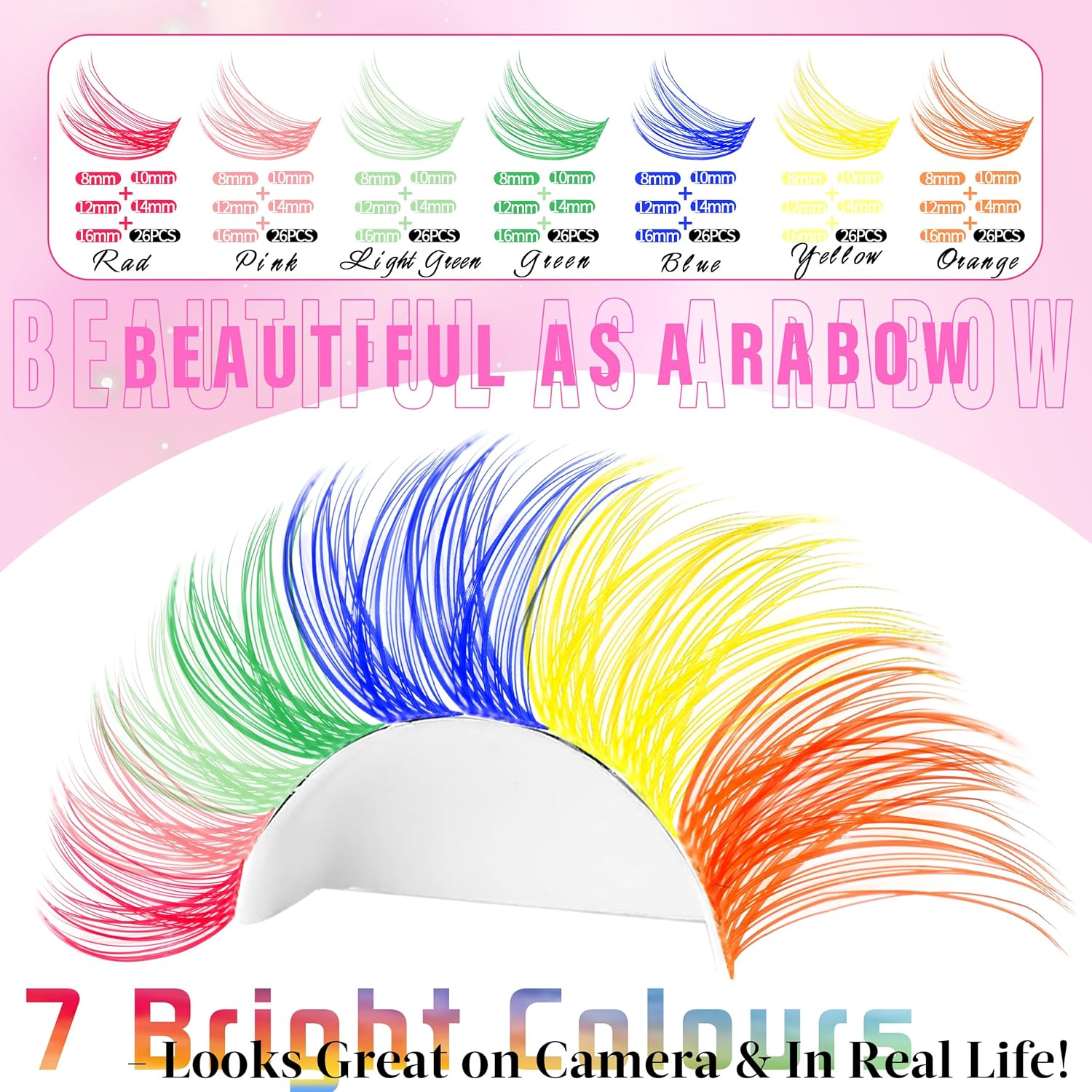 Wispy Colored Lash Clusters with Bottom Lashes Individual Lashes D Curl 8-16mm Mixed 7 Colors Rainbow DIY Eyelash Extension Colorful Cluster Lashes Pack by Yaiseiko-FemmiqueWomen