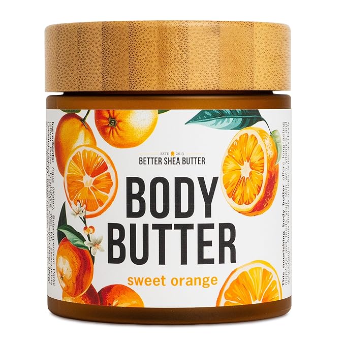 Sweet Orange Body Butter - Raw Shea Butter with Jojoba Oil, Orange Vanilla Body Lotion Scented with Essential Oils, No Synthetic Fragrances, Full Body Moisturizer for Dry Skin-FemmiqueWomen