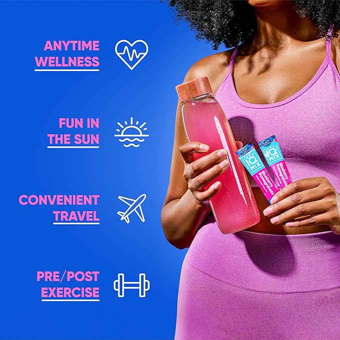 IQMIX Hydration Electrolyte Powder – 4-in-1 Formula for Hydration, Mental Clarity, Mood and Recovery – Sugar-Free Drink Mix, Keto, Magnesium L-Threonate, Lion’s Mane – 20 Count Blueberry Pomegranate-FemmiqueWomen