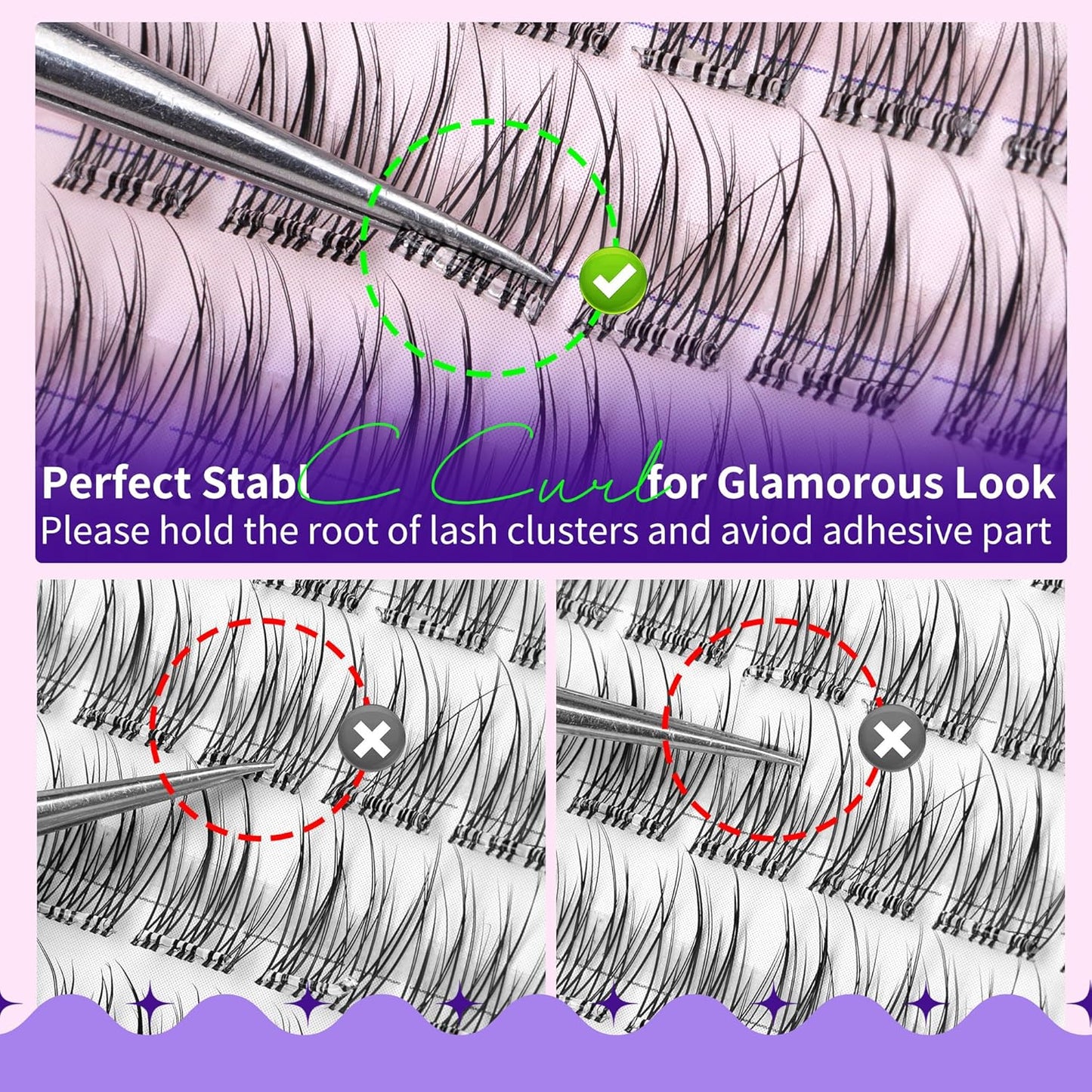 JIMIRE Self Adhesive Eyelashes Wispy Lash Clusters Natural Look 9-12MM Press on Lashes Self Adhesive Lash Clusters No Glue Needed Natural Pre Glued Lashes Clusters Reusable Invisible Band-FemmiqueWomen