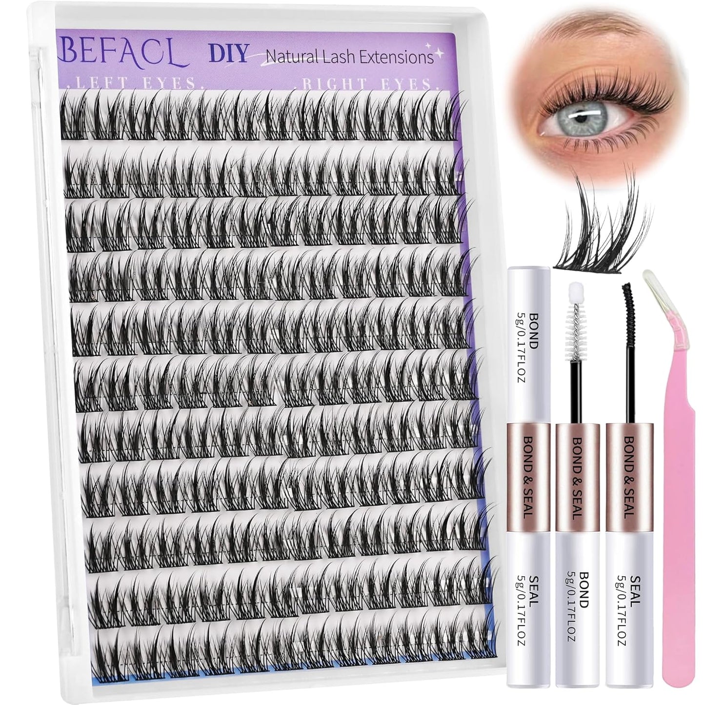 Natural Lash Clusters Wispy Cluster Eyelash Extensions Waterproof Individual Lashes 12&13mm Short Eyelash Clusters Manga Lashes Clusters Kit(132Pcs,C Curl)-FemmiqueWomen
