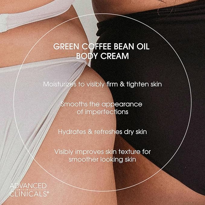 Advanced Clinicals Green Coffee Bean Oil Thermo - Firming Body Lotion | Caffeine Infused Collagen Cream Moisturizer & Body Cream For Women & To Improve Look Of Textured Crepey Skin, W/Travel Size-FemmiqueWomen