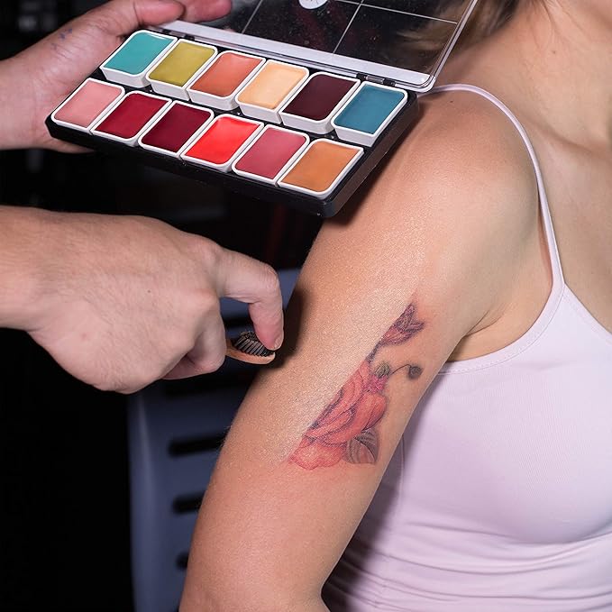 12-Color Complexion Alcohol-Activated Palette, Professional Quick Drying Waterproof SFX Makeup, Tattoo Cover-FemmiqueWomen
