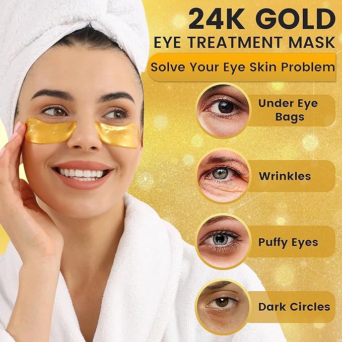 24k Gold Crystal Collagen Eye Mask-FemmiqueWomen