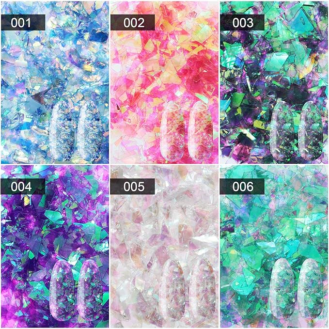 12 Boxes Mermaid Iridescent Chunky Glitter Flakes Chrome Nail Sequins Aurora Holographic Mermaid Nail Glitter Flakes Glitters Chunky Iridescent Flakes for Face Eyes Body Hair Nail Decoration-FemmiqueWomen