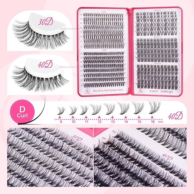 Lash Clusters Wispy - Lash Clusters,30D 40D Lash Clusters For Natural Look WideSpan 8-16MM Eyelash Clusters D Curl Lash Clusters For DIY Lashes At Home-FemmiqueWomen